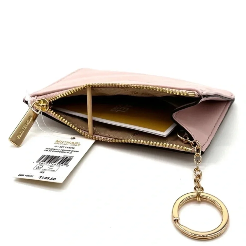 Michael Kors Jet Set Travel Small Top Zip Coin Pouch with ID Holder Powder Blush - Picture 5 of 8